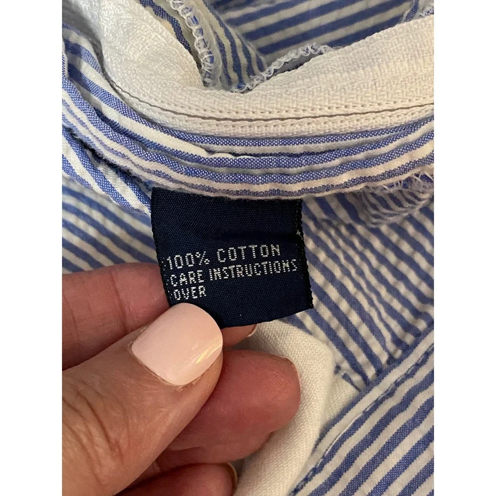 Polo Ralph Lauren Seersucker Shorts Tyler Pleated Blue Striped Cotton Mens Sz 42